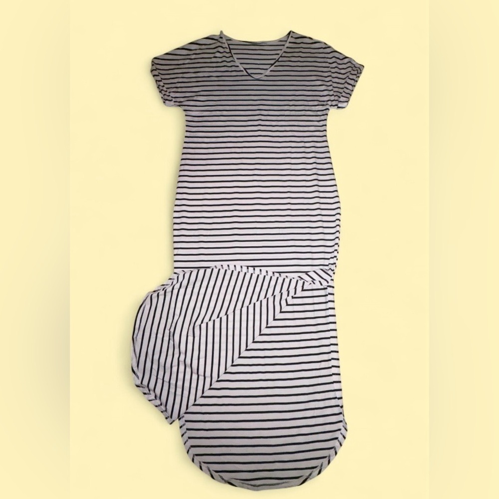Boutique Striped Midi Dress Fitted V Neck - Size Large - NWT - Picture 5 of 7